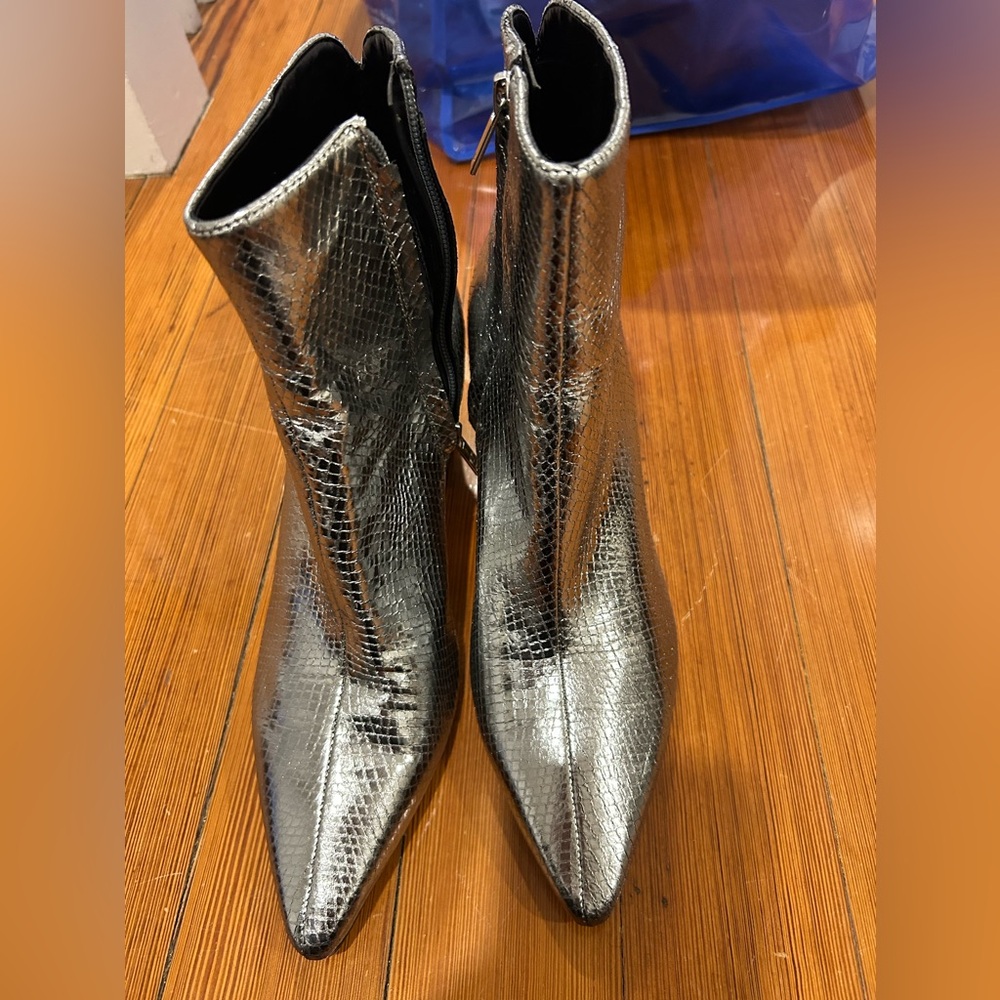 Silver ankle booties